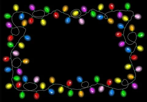Christmas lights on dark background with space for text Stock Illustration