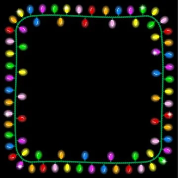 Christmas lights on dark background with space for text Stock-Illustration