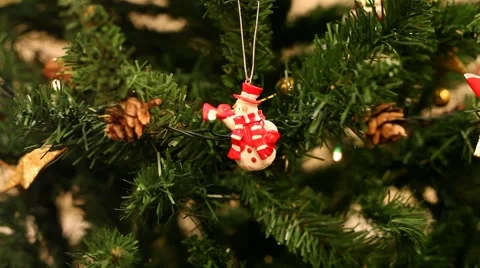 Christmas lights, decorated tree, Christmas spirit, figurine, holiday Stock Footage 41380973