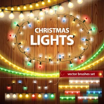 Christmas lights decorations set Stock Illustration