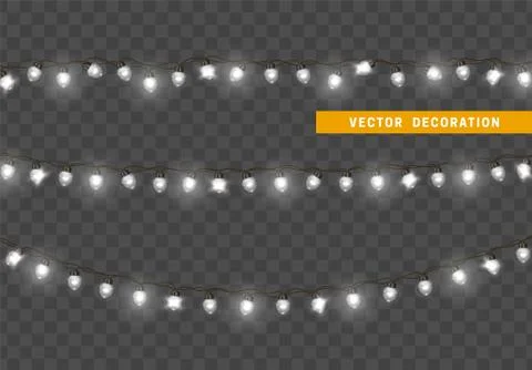 Christmas lights. Design element, decorations new year glowing lights. Decora Stock Illustration