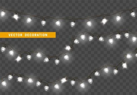 Christmas lights. Design element, decorations new year glowing lights. Decora Stock Illustration