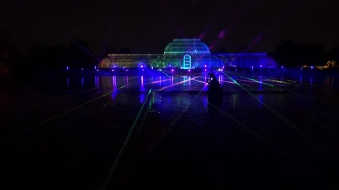 Christmas lights display at night in Kew Royal Botanic Gardens, real time Stock Footage 161746853