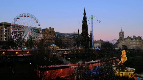 Christmas lights in Edinburgh Stock Footage 90511937