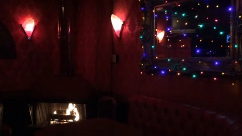 Christmas Lights &amp; Fireplace Stock Footage 97968312