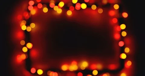 Christmas lights frame on snow background Stock Footage 99180100