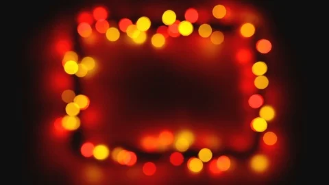 Christmas lights frame on snow background Stock Footage 99181806