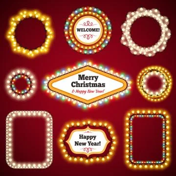 Christmas lights frames with a copy space set3 Stock Illustration
