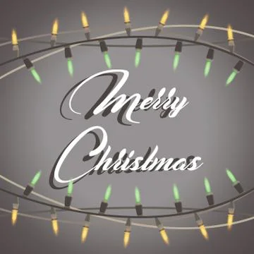 Christmas lights garland string vector background card illustration illuminat Stock Illustration