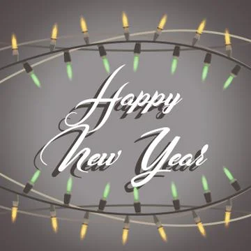 Christmas lights garland string vector background card illustration illuminat Stock Illustration