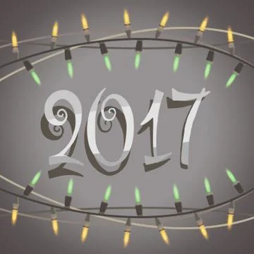 Christmas lights garland string vector background card illustration illuminat Stock Illustration