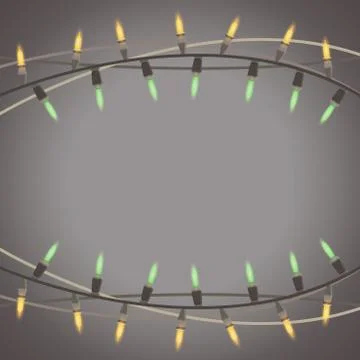 Christmas lights garland string vector background card illustration illuminat Stock Illustration