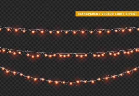 Christmas lights isolated realistic design elements. Stockillustratie