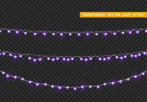 Christmas lights isolated realistic design elements. Illustrazione stock