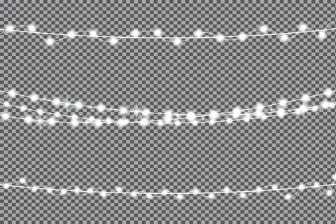 Christmas Lights Isolated Realistic Elements. Xmas Glowing Lights. Garlands. Stock Illustration