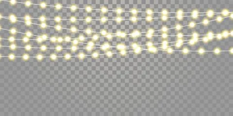 Christmas lights isolated strings set. Vector Xmas, birthday or festival holi Stock Illustration