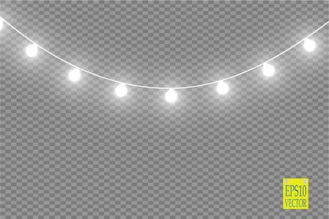 Christmas lights isolated on transparent background. Xmas glowing garland Illustrazione stock