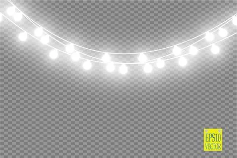 Christmas lights isolated on transparent background. Xmas glowing garland Stockillustratie