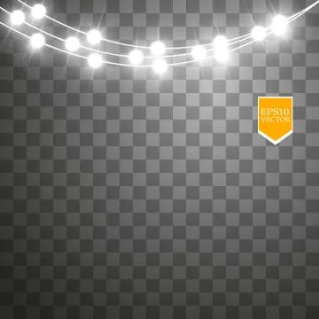 Christmas lights isolated on transparent background. Xmas glowing garland Stock Illustration