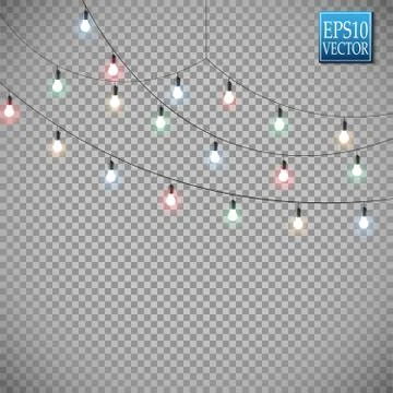 Christmas lights isolated on transparent background. Set of golden xmas glowi Stock-Illustration
