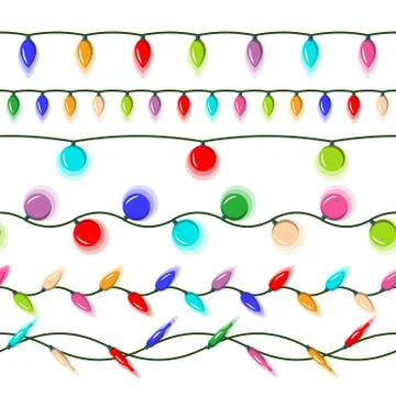 Christmas Lights Isolated Vector. Led Neon Lamp. Glowing Lights For Holiday Stock Illustration