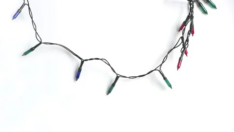 Christmas lights isolated on white background Stock Footage 145171212