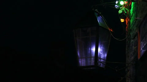 Christmas lights lantern blowing in the wind Stock Footage 33861463