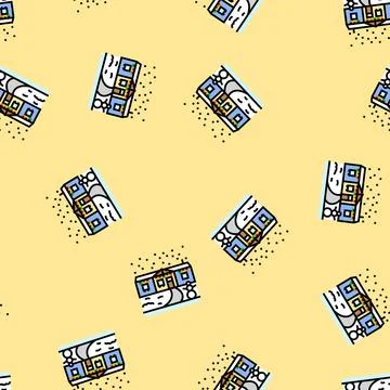Christmas lights mobile home vector seamless pattern Stock Illustration
