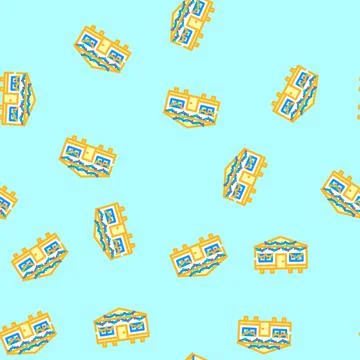 Christmas lights mobile home vector seamless pattern 스톡 일러스트
