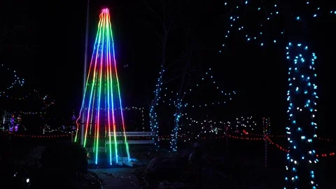 Christmas Lights Multicolor Tree Vídeos de archivo 82754332