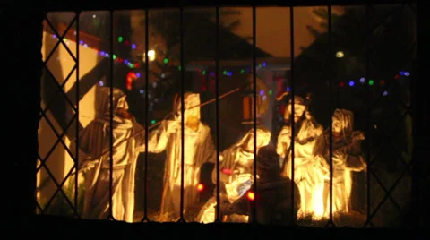 Christmas lights-nativity 01 Stock Footage 33844306