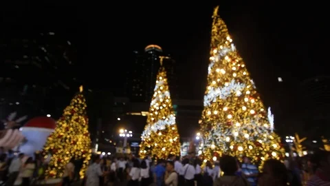 Christmas lights at night, defocused Video stock 83531757