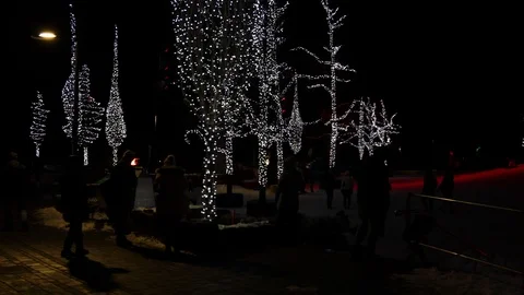 Christmas Lights At Night Stock Footage 122661277