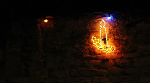 Christmas lights pull focus 04 Stock Footage 33863087