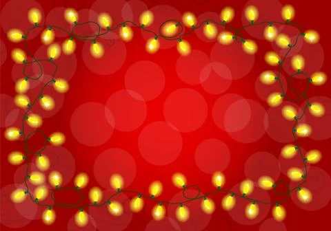 Christmas lights on red background with space for text Stock Illustration
