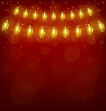 Christmas lights on red Stock Illustration