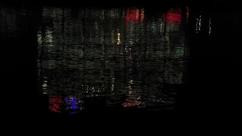 Christmas Lights Reflected in Water Stock Footage 122425498