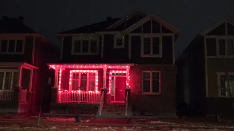 Christmas lights on regular homes in the suburbs Stock Footage 145142773