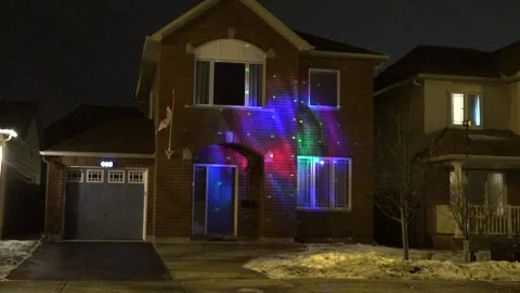 Christmas lights on regular homes in the suburbs Stock Footage 145142782
