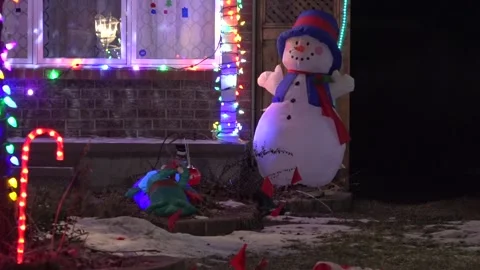 Christmas lights on regular homes in the suburbs Stock Footage 145143092
