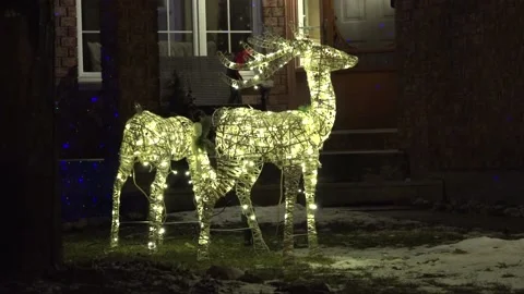 Christmas lights on regular homes in the suburbs Stock Footage 145143296
