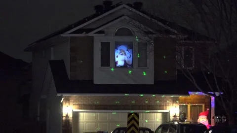 Christmas lights on regular homes in the suburbs Stock Footage 145143317