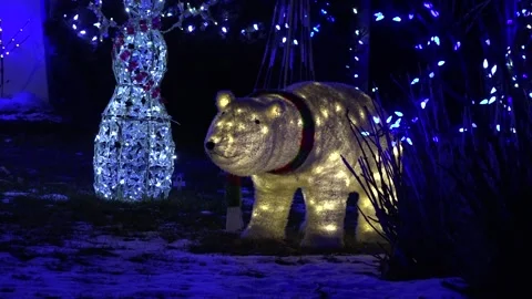 Christmas lights on regular homes in the suburbs Stock Footage 145143586