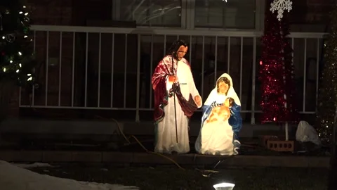 Christmas lights on regular homes in the suburbs Stock Footage 145143831