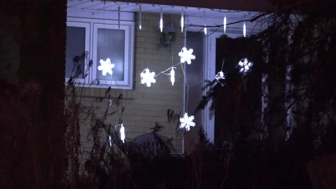 Christmas lights on regular homes in the suburbs Stock Footage 145144121