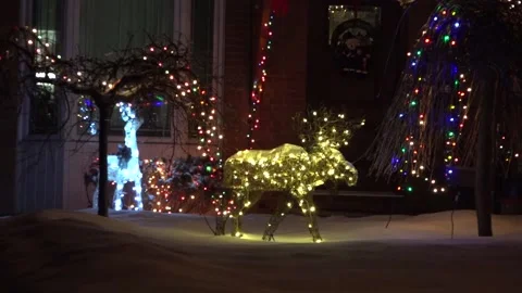 Christmas lights on regular homes in the suburbs Stock Footage 145145147