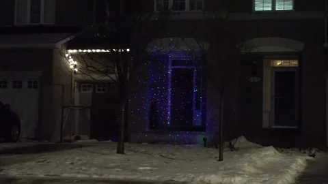 Christmas lights on regular homes in the suburbs Stock Footage 145195977