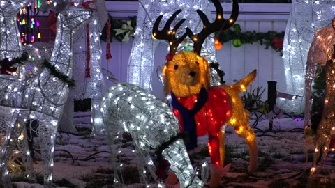 Christmas lights on regular homes in the suburbs Stock Footage 145196186