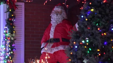 Christmas lights on regular homes in the suburbs Stock Footage 145196547