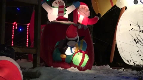 Christmas lights on regular homes in the suburbs Stock Footage 145196771